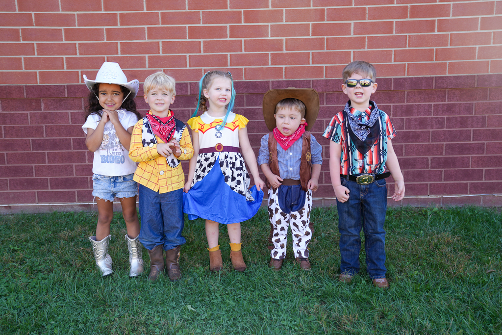 A group of preschool students dressed like cowboys 