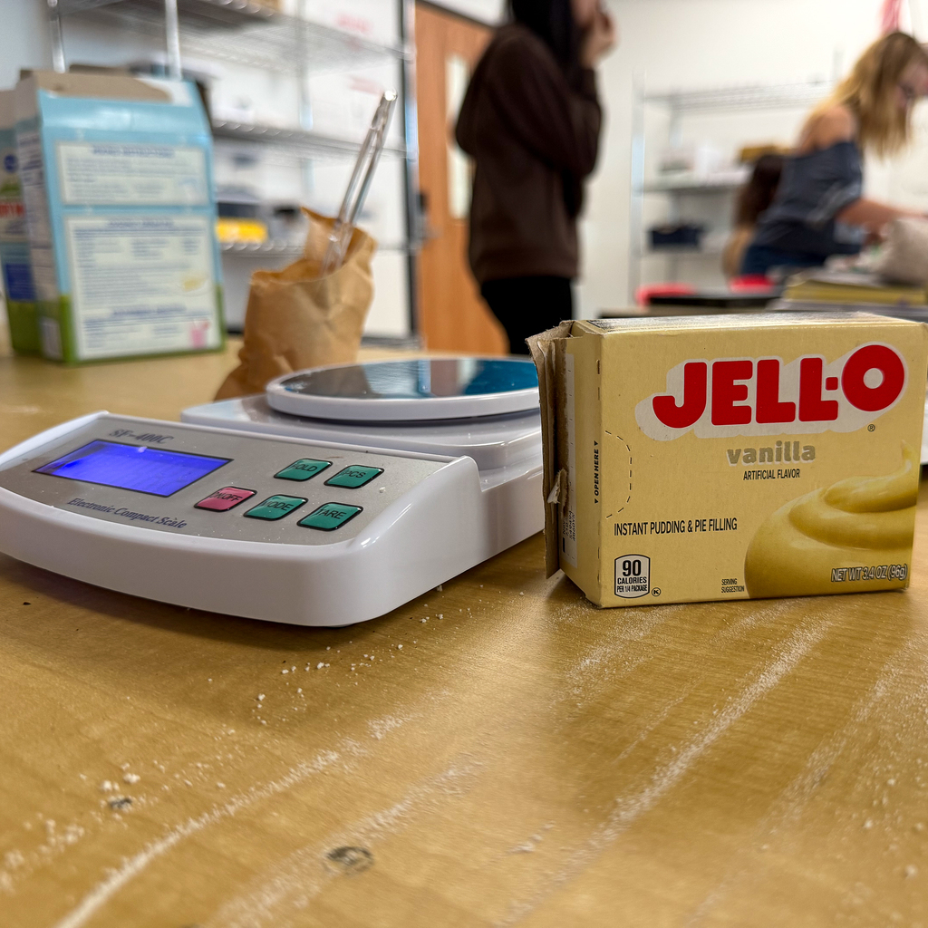 Jello and a weight measuring scale