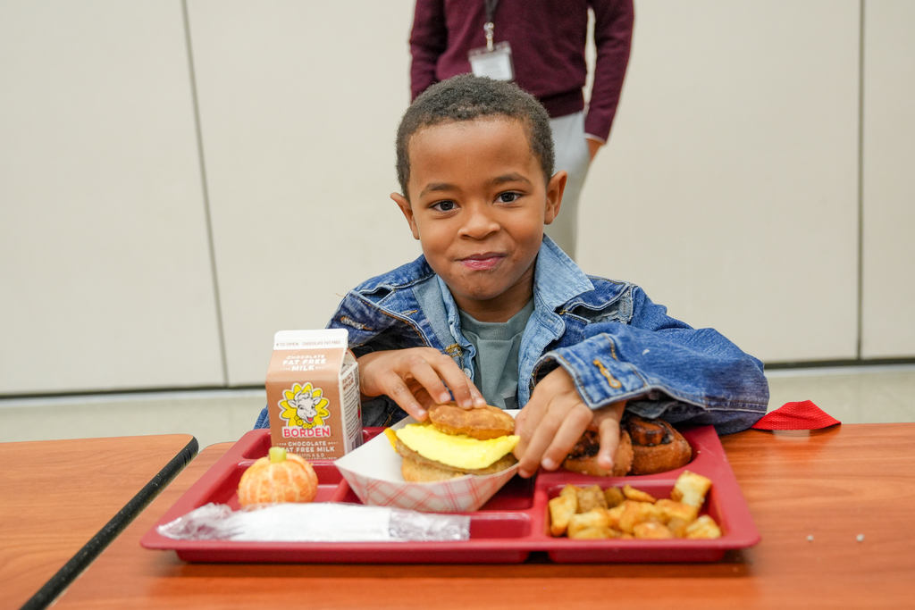 A boy eating breakfast