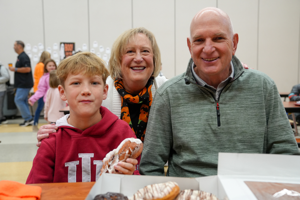 A family gathered at a table