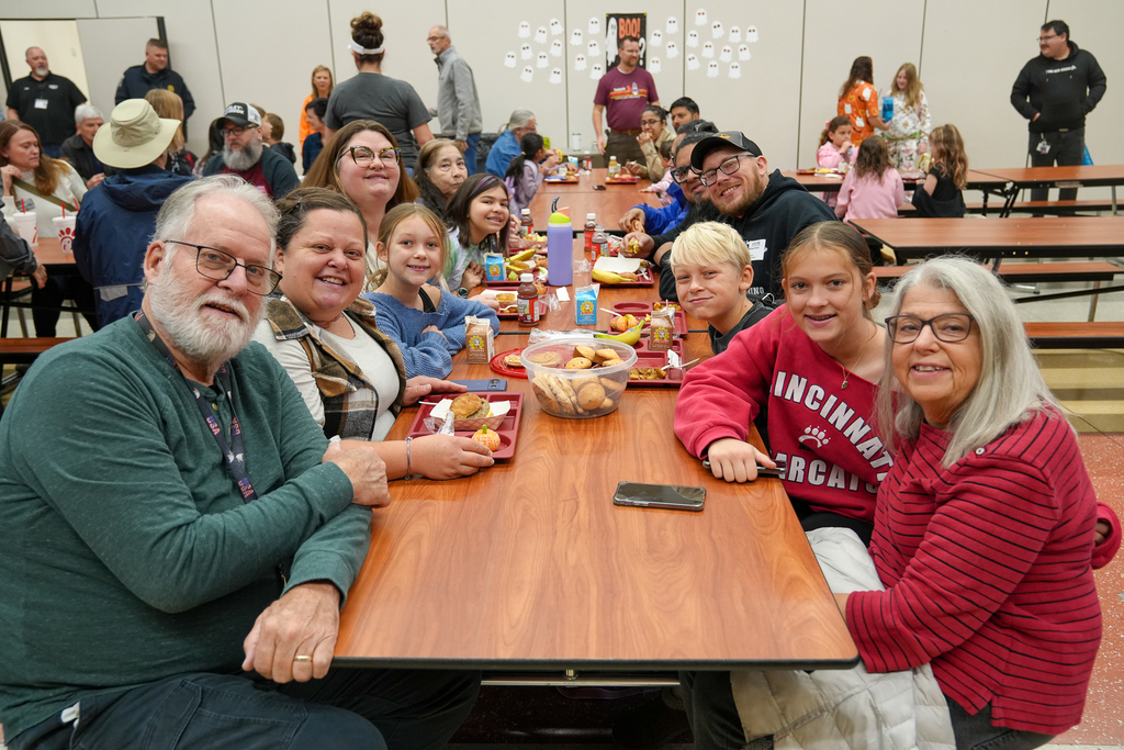 A family gathered at a table