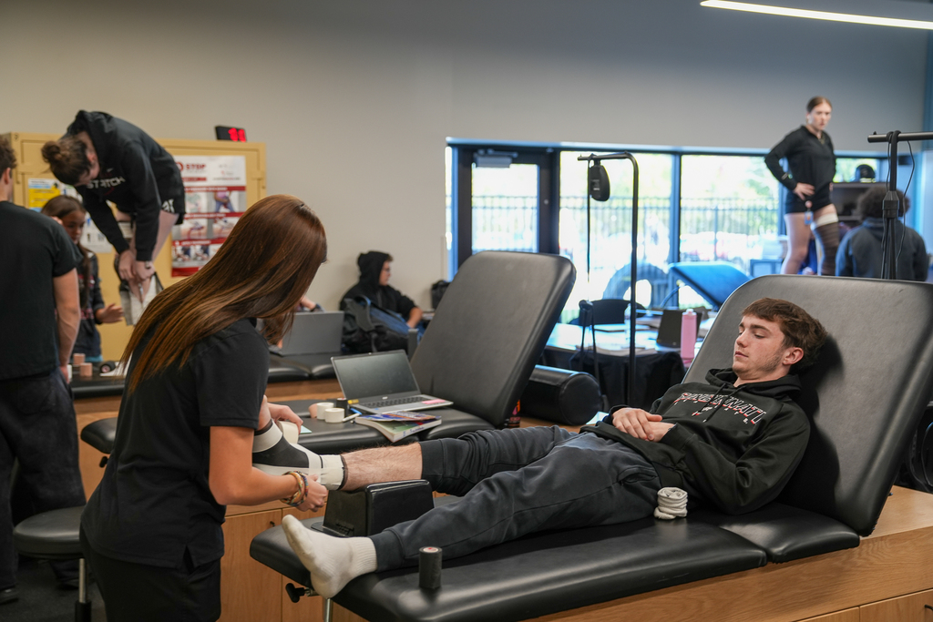 A boy being bandaged
