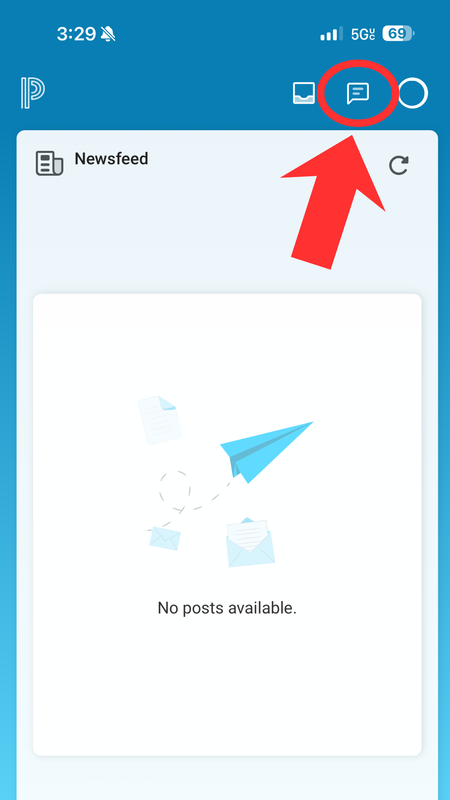 IMage of a screenshot of Powerschool with an arrow pointing at the inbox
