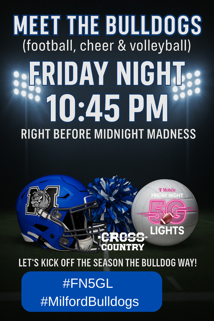 🐾 Meet the Bulldogs! 🐾
Kick off the night with Bulldog Pride as we celebrate our fall sports and activities — then stick around, because Midnight Madness is up next! 🏈🔥

📅 When: 10:45 p.m. • Friday, Aug. 8
📍 Where: Horton Field 

We’ll be spotlighting our amazing student-athletes and performers in:
🏈 Football  • 🏐 Volleyball • 🏃‍♂️ Cross Country • 📣 Cheer 

Let’s fill the stands, get loud, and roll right into Midnight Madness the Bulldog way! 💙🤍
#TheBulldogWay #GoBulldogs #MidnightMadness #FN5GL