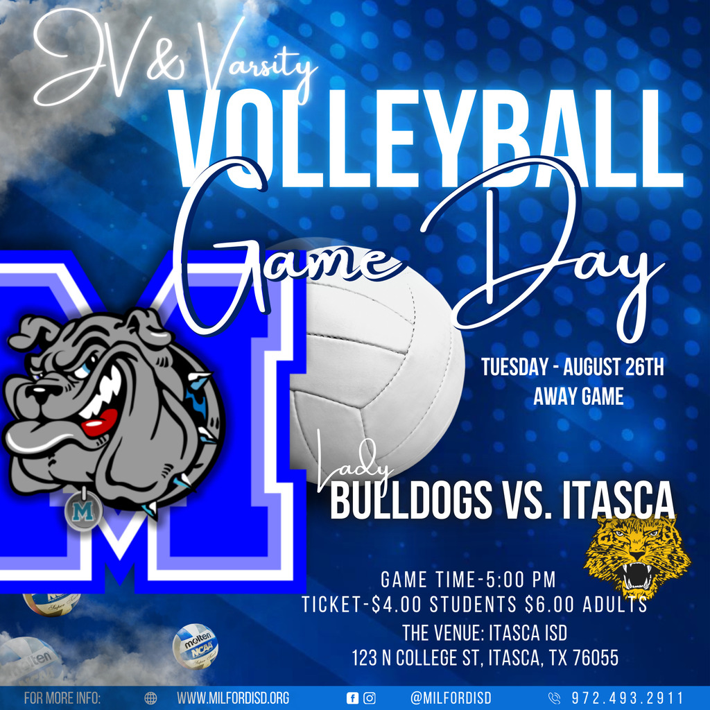 Game day, Dawgs! 🏐💙
Our Lady Bulldogs are serving up HEAT tonight—so pack the stands, bring the noise, and let’s shake this gym! 🐾 #TheBulldogWay #FN5GL
📍 Away game VS. Itasca ISD
🕐 5:00 PM
#fn5glsweepstakes #sweepstakes #Tmobilefn5gl #milfordbulldogs