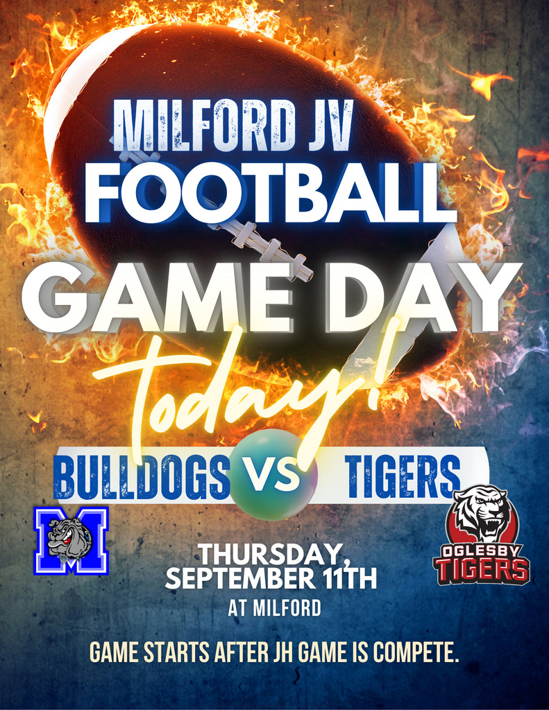🏈 JV Football Game Day! 🏈

📍 Home Game
vs. Oglesby
🕕 Kickoff after the junior high game is complete

💙 Come out and support your Bulldogs under the lights! 💙

#FN5GL #SWEEPSTAKES #MILFORDBULLDOGS @tmobile @milfordisd @gronk @gronkfitness