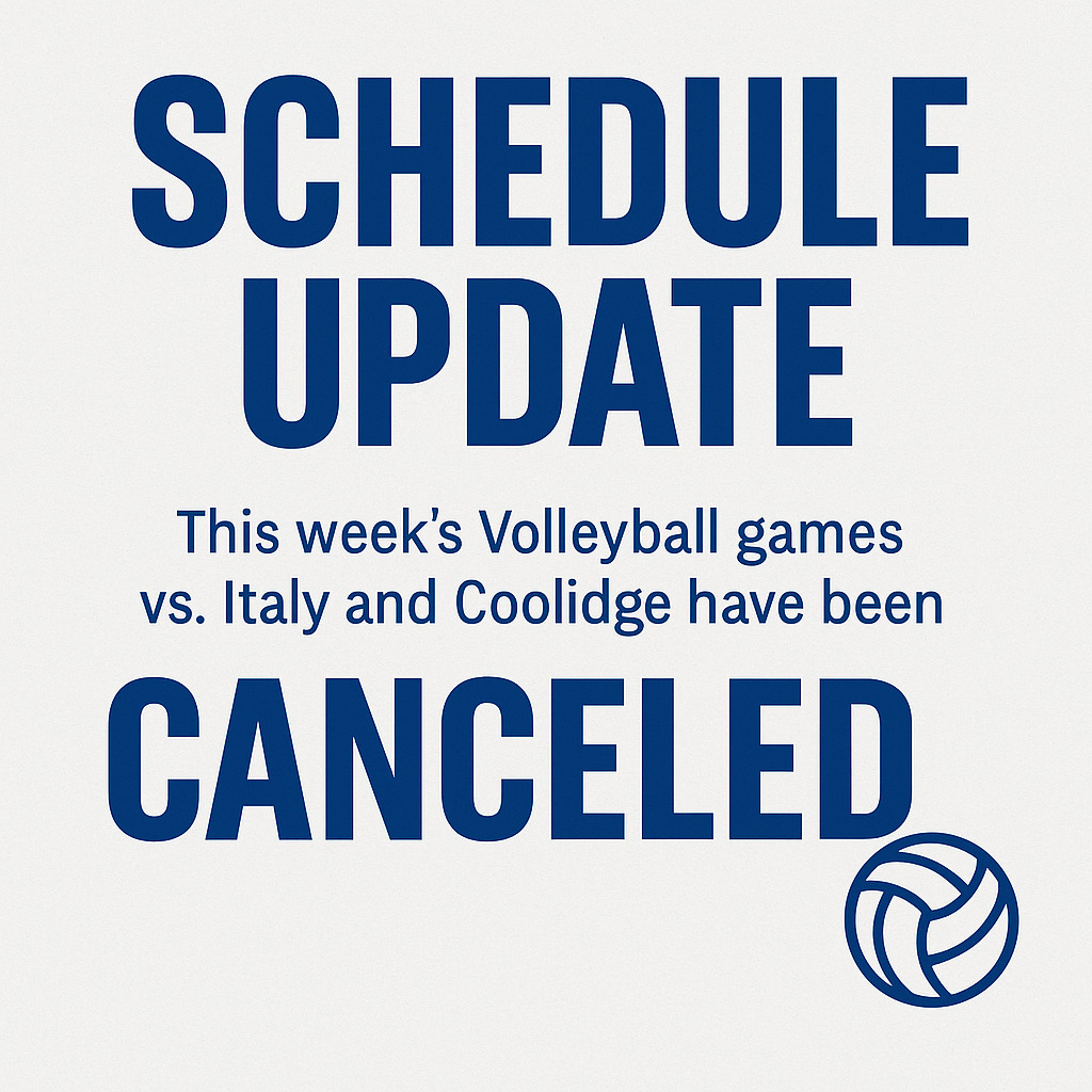 📢 Schedule Update
This week’s Volleyball games vs. Italy and Coolidge have been canceled.
We are currently working on rescheduling and will share updated dates as soon as they are confirmed.
Thank you for your understanding and continued support of our Lady Bulldogs! 💙🏐 #TheBulldogWay