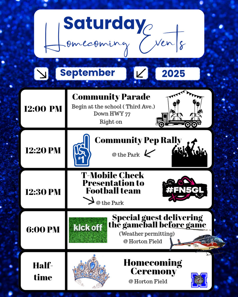 🚨 LOADING… HOMECOMING DAY! 🚨

The schedule is STACKED and the energy is 🔥

🕛 12:00 PM – Homecoming Parade 🎉
🎺 12:20 PM – Pep Rally at the Park 💙🤍
💸 12:30 PM – T-Mobile $5K Check Presentation to the Football Team! 🏈
🏟 6:00 PM – Kick-Off vs. [Opponent]
👑 Half-Time – Crowning of our King & Queen + Prince & Princess ✨

Milford—let’s paint the town ROYAL BLUE & WHITE and show the world #TheBulldogWay 🐾
#FN5GL #MilfordBulldogs #Homecoming2025 #SWEEPSTAKES @tmobile @gronkfitness @gronk @milfordisd