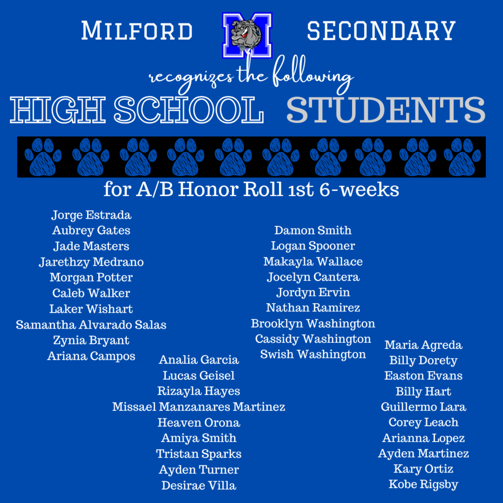 Bulldog Excellence on display! Congratulations to all our Secondary students who achieved A & A/B Honor Roll for the 1st 6 weeks. We’re so proud of your effort, dedication, and success! 💙🐾