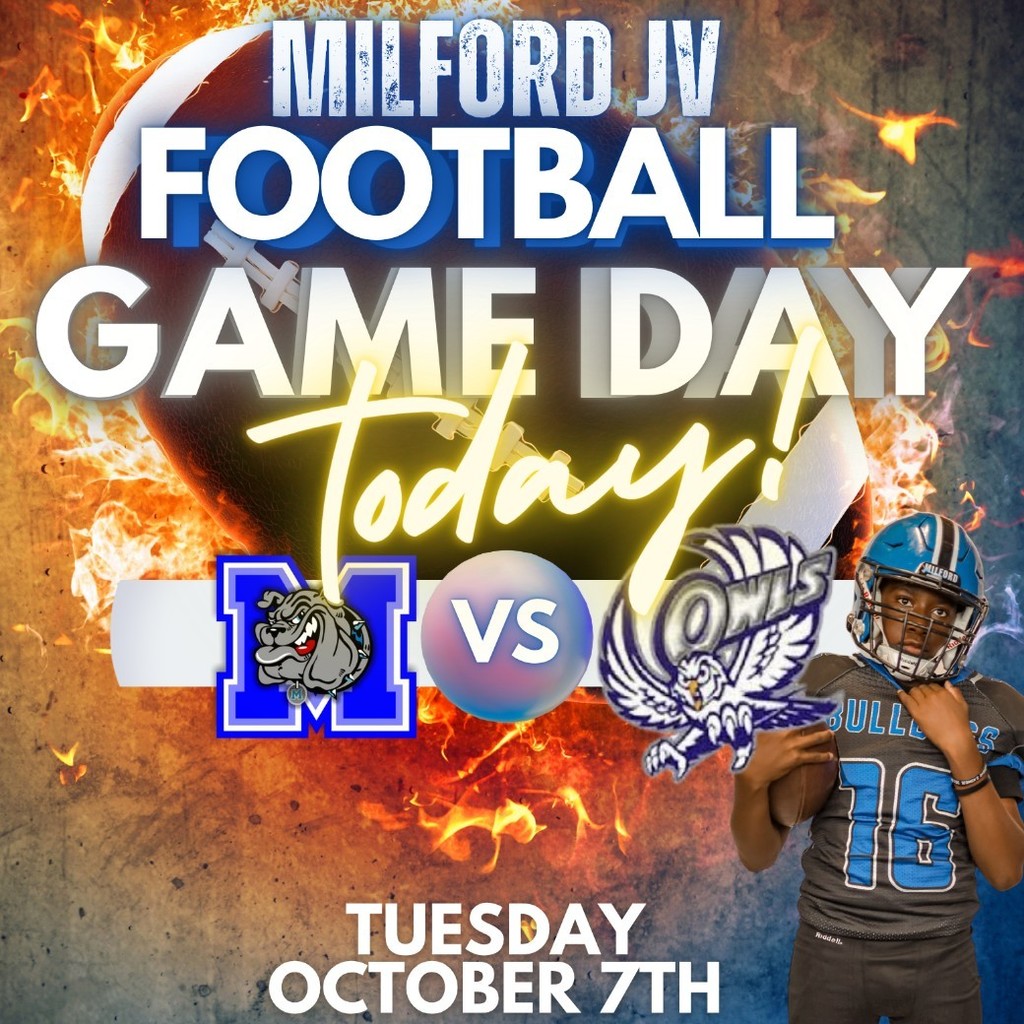 🏈 Junior High Football Game Day! 🏈
📍 Home
vs. Covington
🕕 Kickoff at 6:00 PM (JV to follow)
💙 Come out and support your Bulldogs under the lights! 💙
#MILFORDBULLDOGS