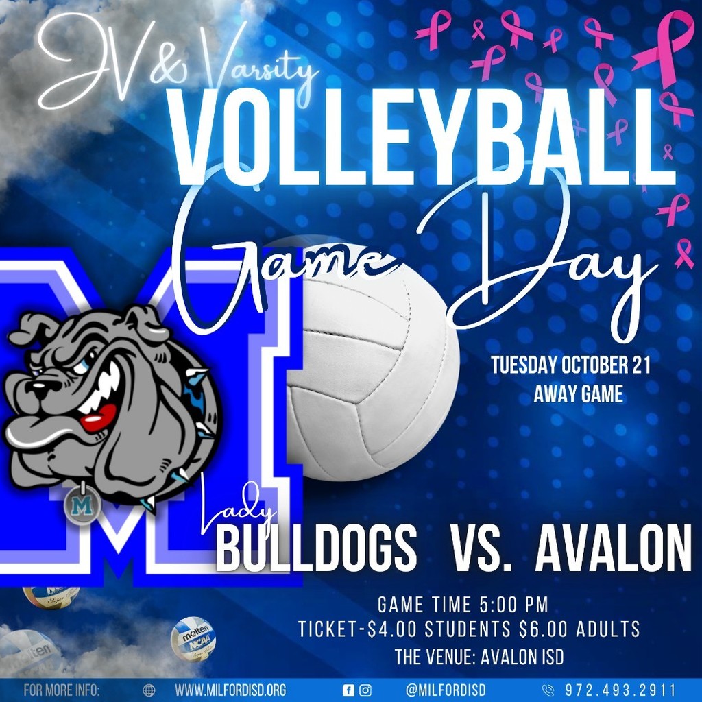 JV & Varsity
Game day, Dawgs! 🏐💙
Our Lady Bulldogs are serving up HEAT tonight—so pack the stands, bring the noise, and let’s shake this gym! 🐾 #TheBulldogWay
📍 Away game VS. Avalon ISD
🕐 5:00 PM
