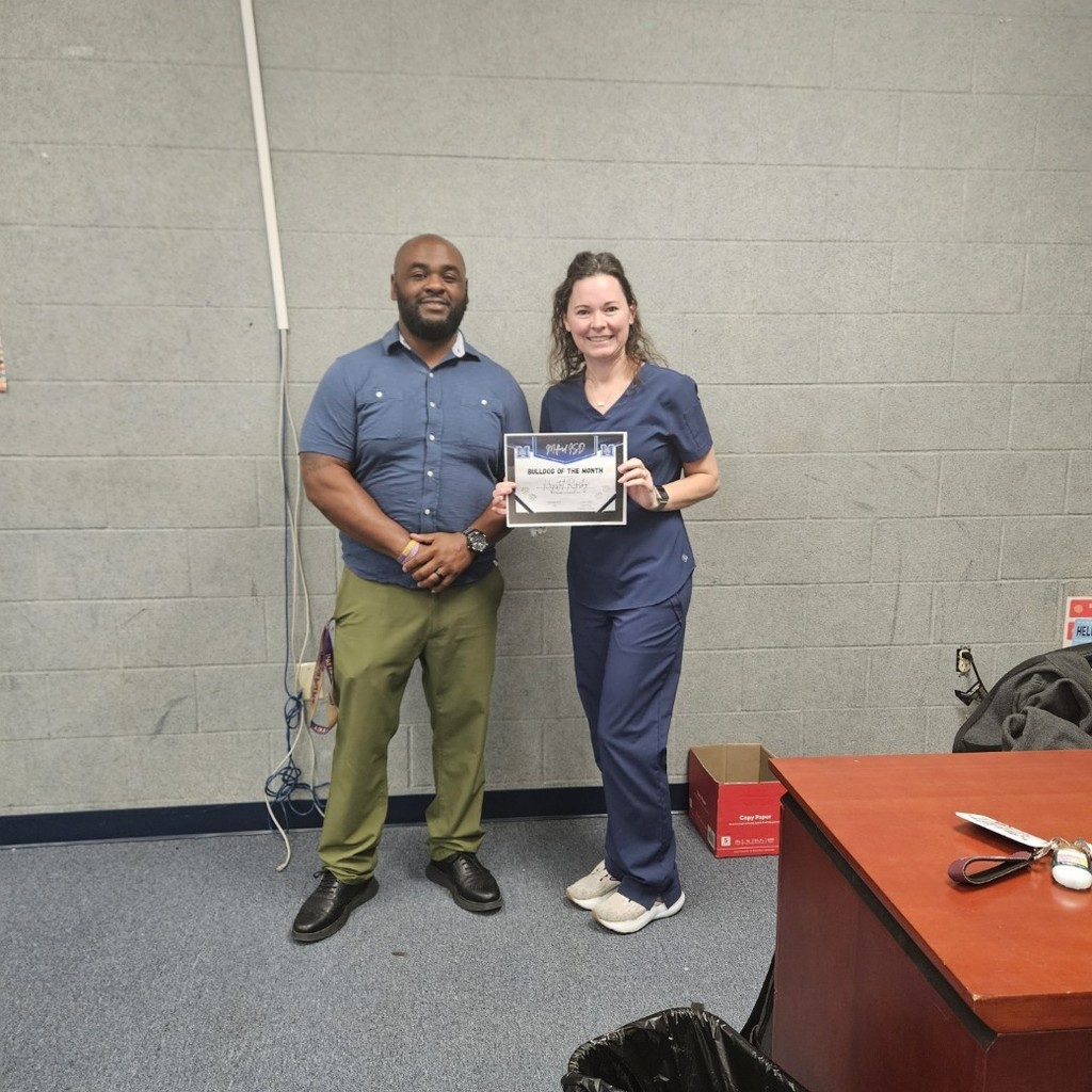 📚✨ Milford ISD is proud to recognize our Secodnary Teacher's of the Month, Nurse Rigsby and Coach Cervantes ! Thank you for your hard work, dedication, and positive impact you make on our students each day. 🐾💙 #TheBulldogWay