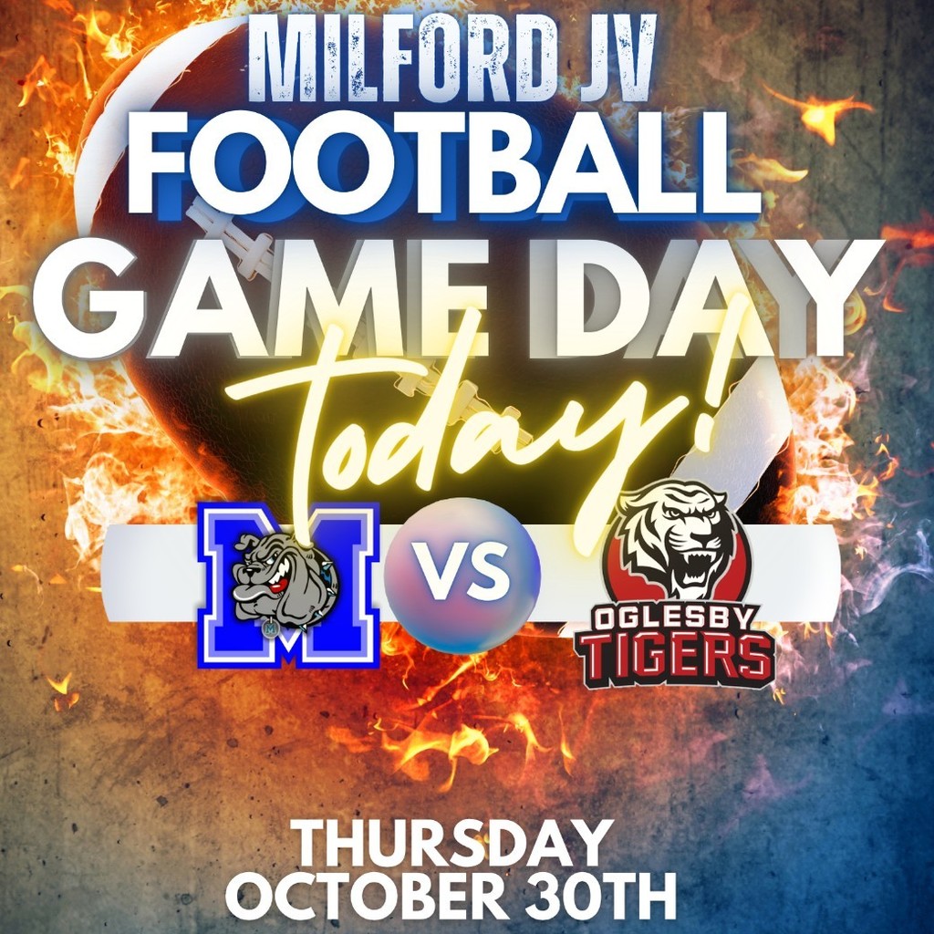 🏈 It’s Game Day x2!
Your Milford Bulldogs are headed to Oglesby tonight!
🐾 JV kicks off at 5:00 PM
🔥 Varsity follows right after!
Let’s pack the stands and show them what Bulldog Pride looks like! 💙💪
#TheBulldogWay #MilfordOnTheMove