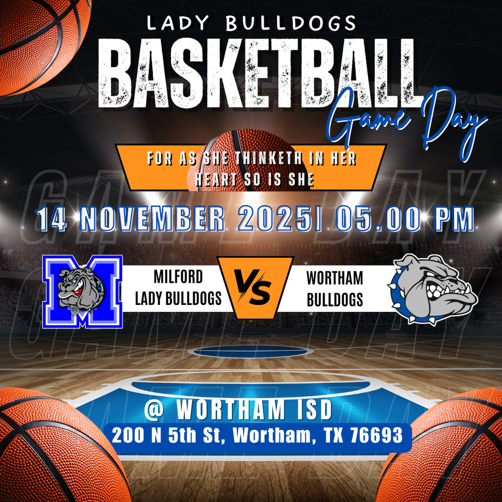 Game Day for Lady Bulldogs! 🏀💙
They hit the court TONIGHT in Wortham at 6PM!
Let’s show up loud and proud, Bulldog fans! 🐾