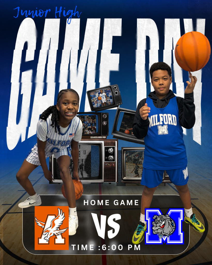 GAME DAY, Bulldogs! 🏀
Junior High has their first home game tonight at 6:00 PM 

First up: Lady Bulldogs, then our Bulldogs take the floor.
Bring your spirit, your voices, and your Bulldog pride! 💙🐾