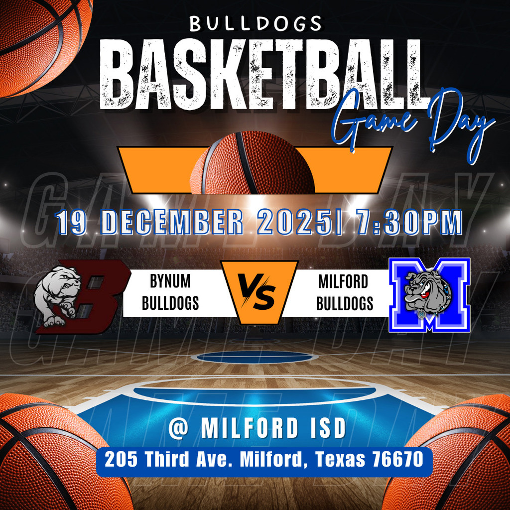 Ⓜ️🏀 Varsity Game Day Ⓜ️🏀

🐾 Lady Bulldogs vs. Lake Country Lady Eagles — 6PM
🐾 Bulldogs vs. Bynum — to follow

Pack the stands and bring the noise! 💙🤍
#BulldogWay #HomeGame #FridayNightHoops
