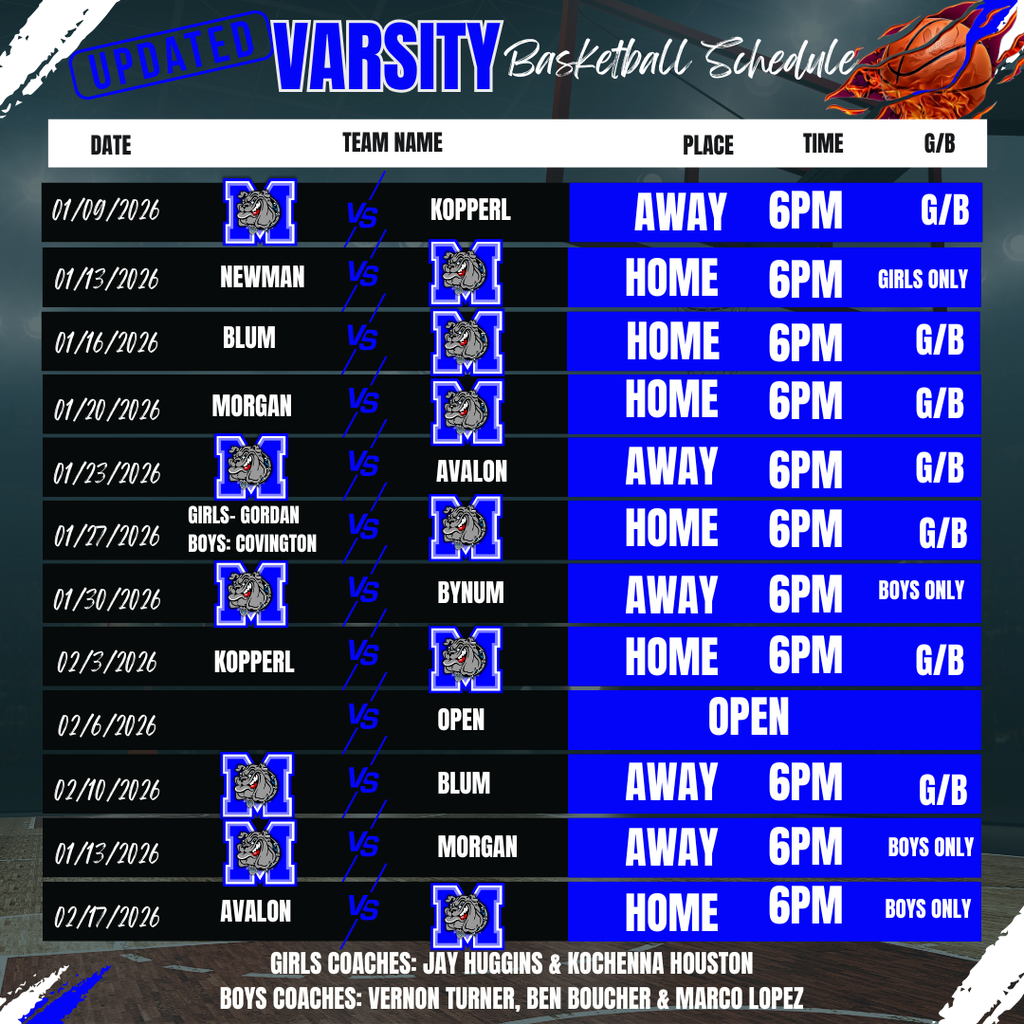 Hey Bulldog Fans! 🐾💙 Schedule update! All district games have been pushed back one week. Be sure to update your calendars and help spread the word! Let’s keep showing up strong — Bulldog Nation always does! 💪🐶