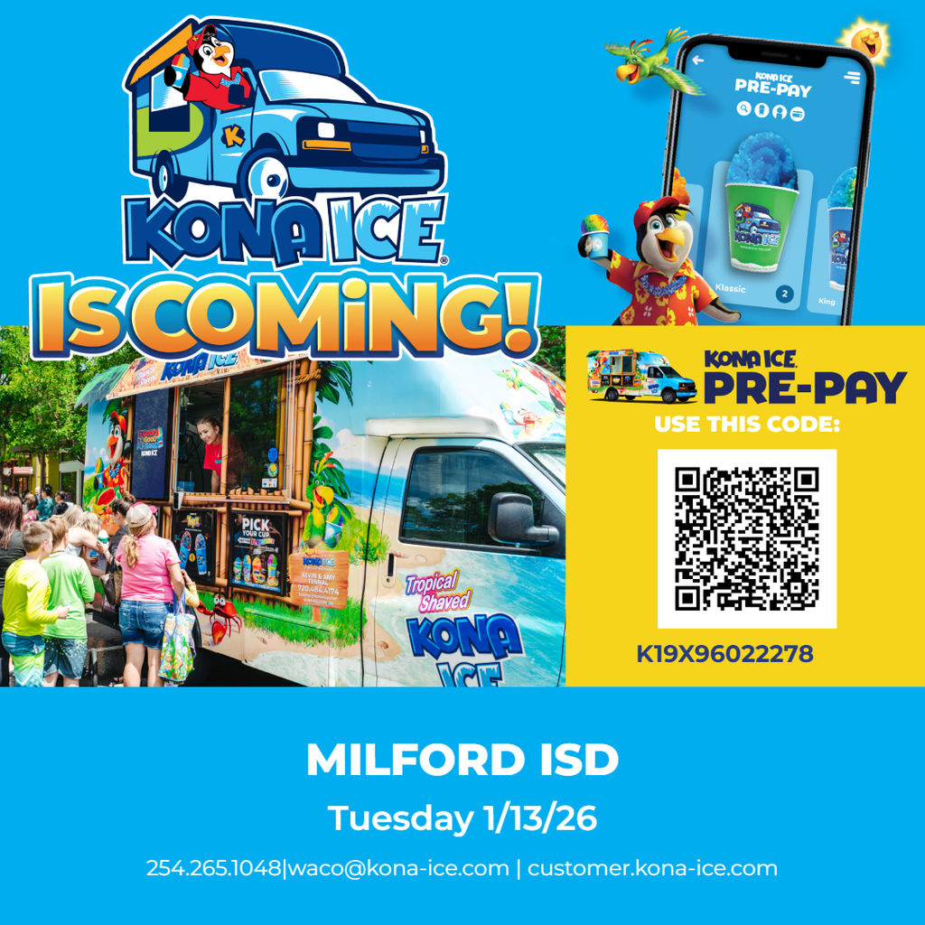 Kona Ice is coming tomorrow! Order online or bring your cash! https://customer.kona-ice.com/#/K19X96022278