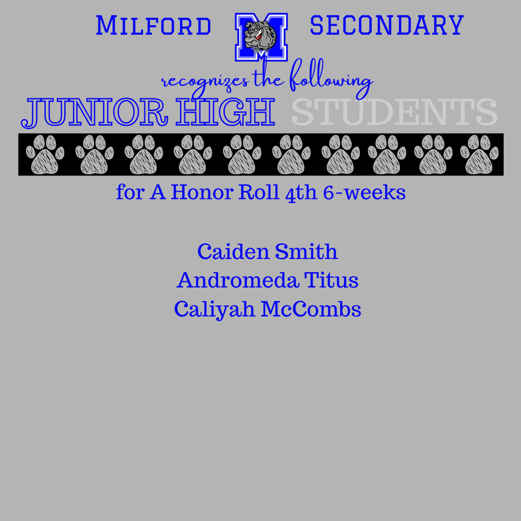 Bulldog Excellence on display! Congratulations to all our Secondary students who achieved A & A/B Honor Roll for the 4th 6 weeks.  We’re so proud of your effort, dedication, and success! 💙🐾