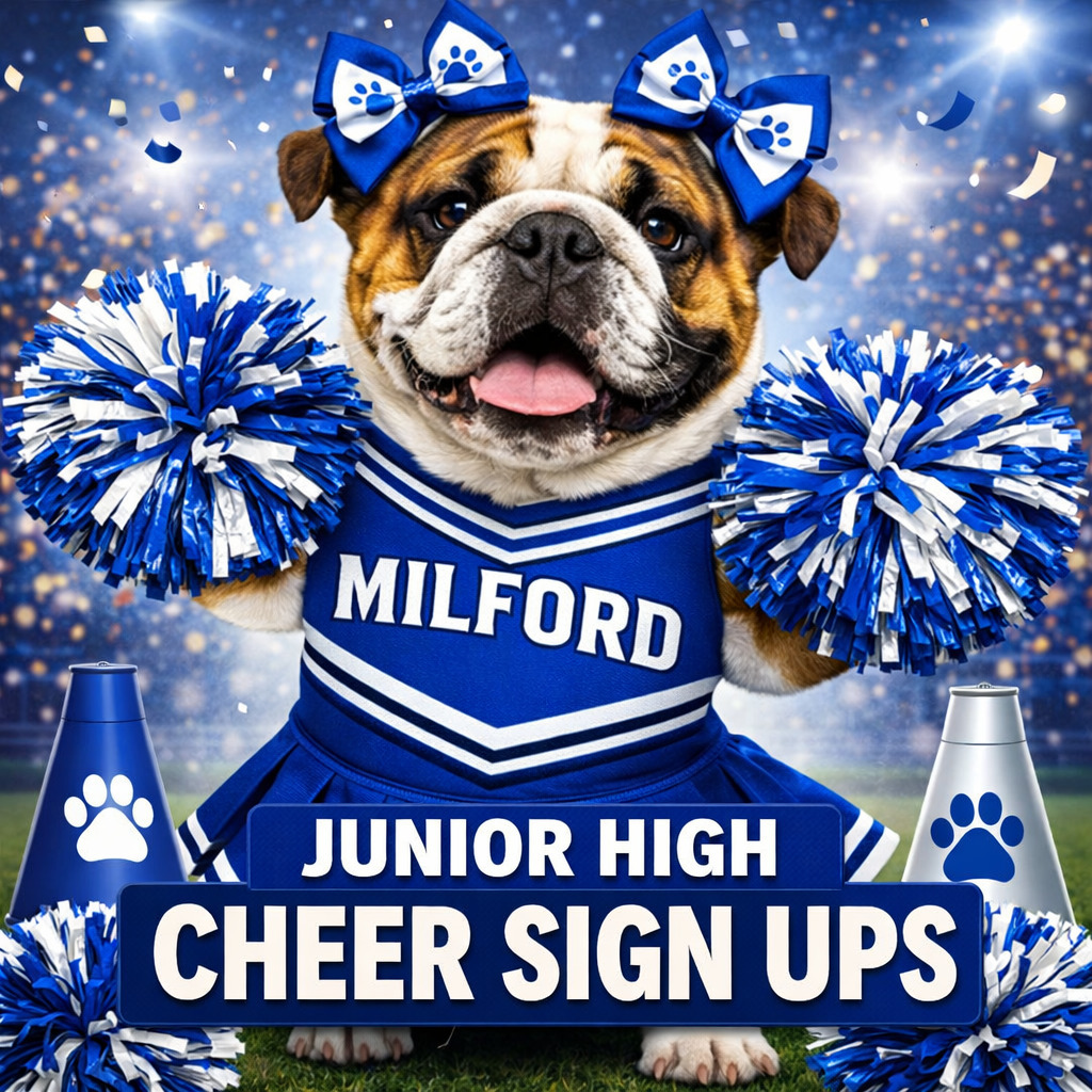 📣 Future Bulldog Cheerleaders — this is your chance!
If you will be in 6th–8th grade next year, Junior High Cheer sign-ups are now open!
Sign up today! 💙🐾