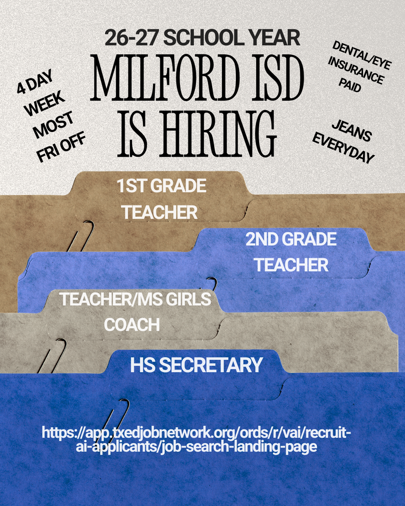 Hiring first and second grade, MS girls coach, secretary
