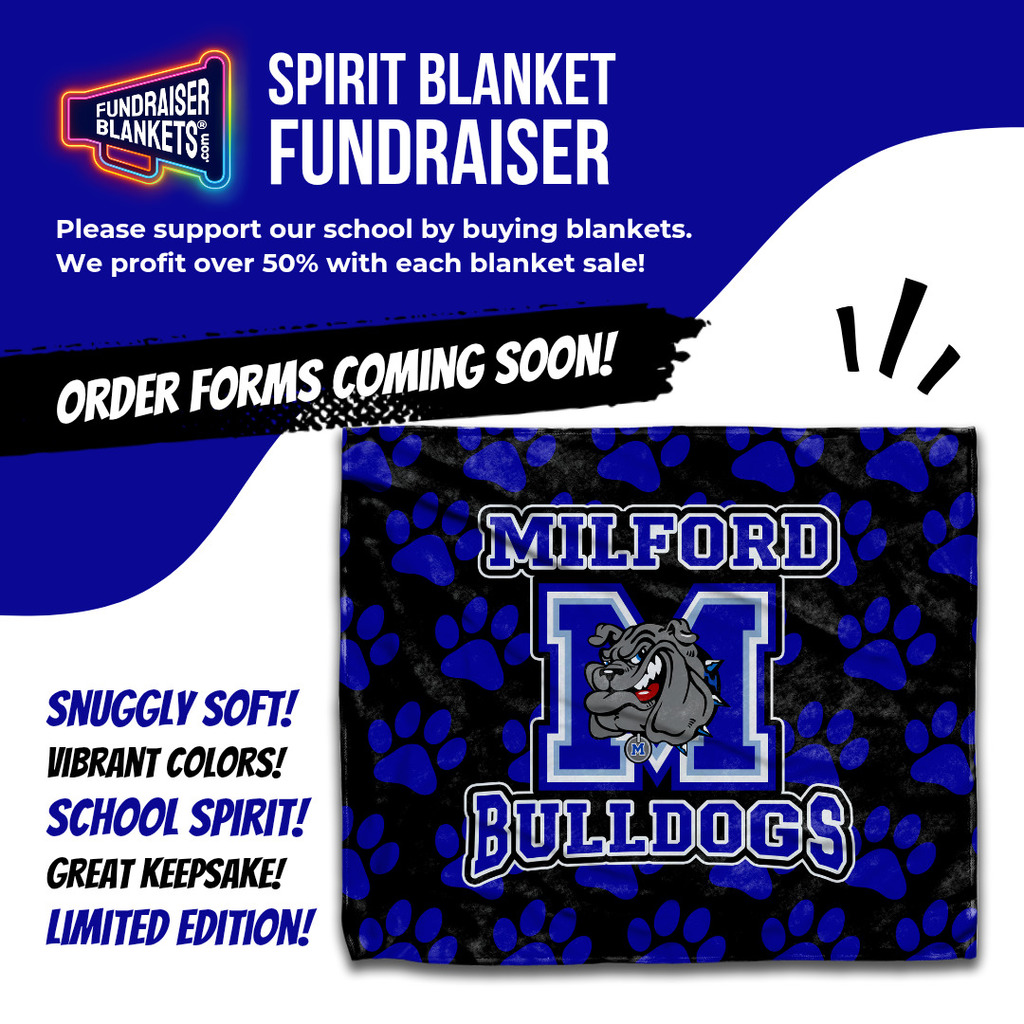 Warning: once you buy one… everyone in your house will try to claim it 😅💙
Milford Blankets – $25.00
8th Grade Fundraiser coming soon! 🐾