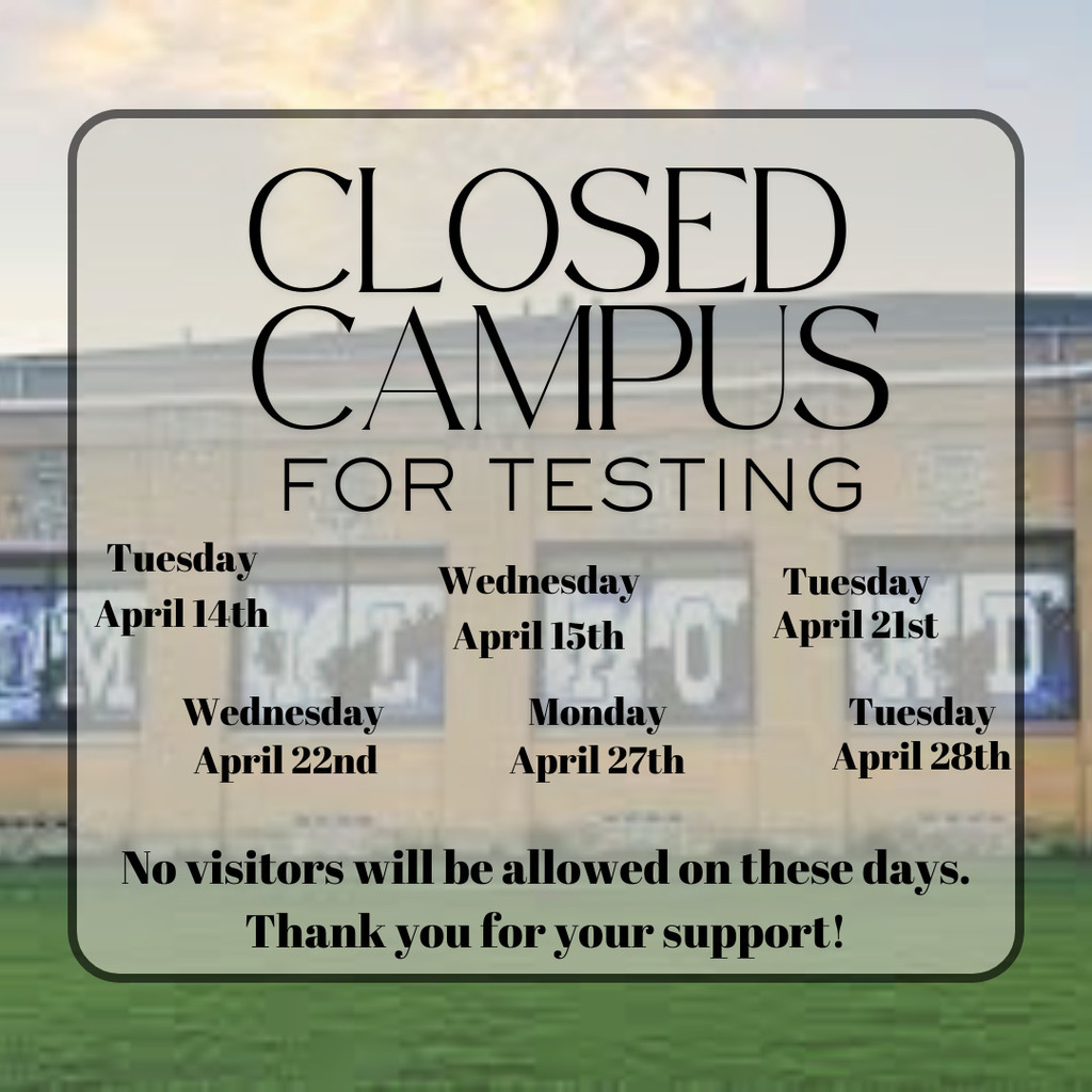 Please make sure you are aware of STAAR testing dates for the month of April.
Please note that we are a closed campus on testing days.
🚫 No lunch deliveries or outside deliveries will be accepted.
Please make sure your student arrives at school with everything they need:
Laptop
Charger
Extra (healthy) snacks
Good luck, Bulldogs—do your best! 💙🐾
#TheBulldogWay