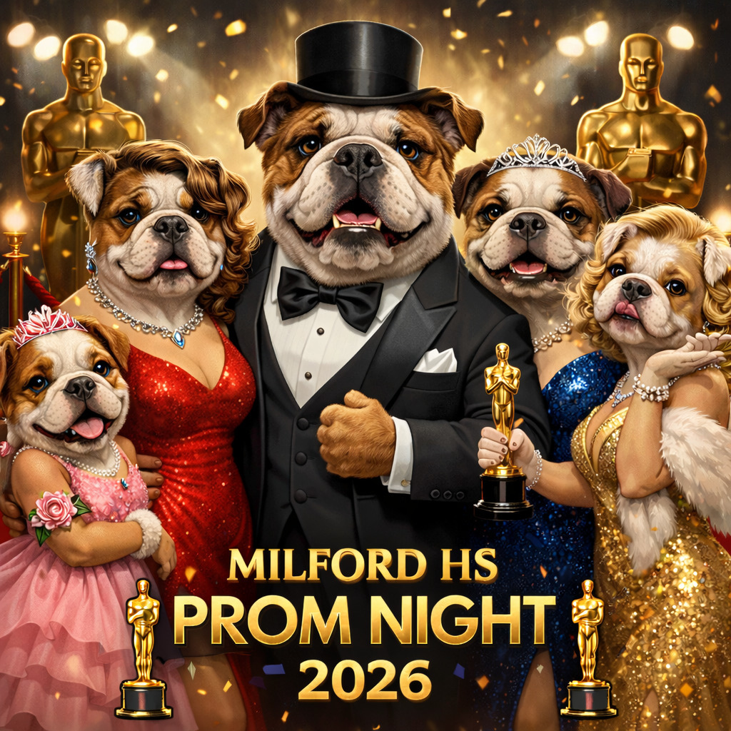 Lights. Camera. PROM. 🎬✨
Tonight our Bulldogs are bringing Academy Awards energy to Milford HS! 🏆💙
Serving looks. Walking red carpets. Making memories. 🎬✨
Bulldogs & Lady Bulldogs are stepping into the spotlight tonight 🎬🏆
Have fun, be safe, and we can’t wait to see everyone all dressed up! 🐾
#Prom2026 #BulldogStyle #TheBulldogWay