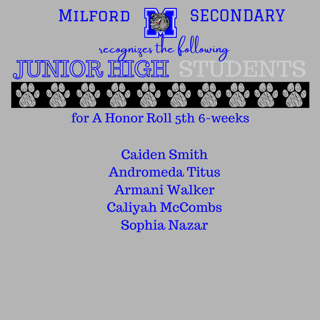 Bulldog Excellence on display! Congratulations to all our Secondary students who achieved A & A/B Honor Roll for the 5th 6 weeks.  We’re so proud of your effort, dedication, and success! 💙🐾