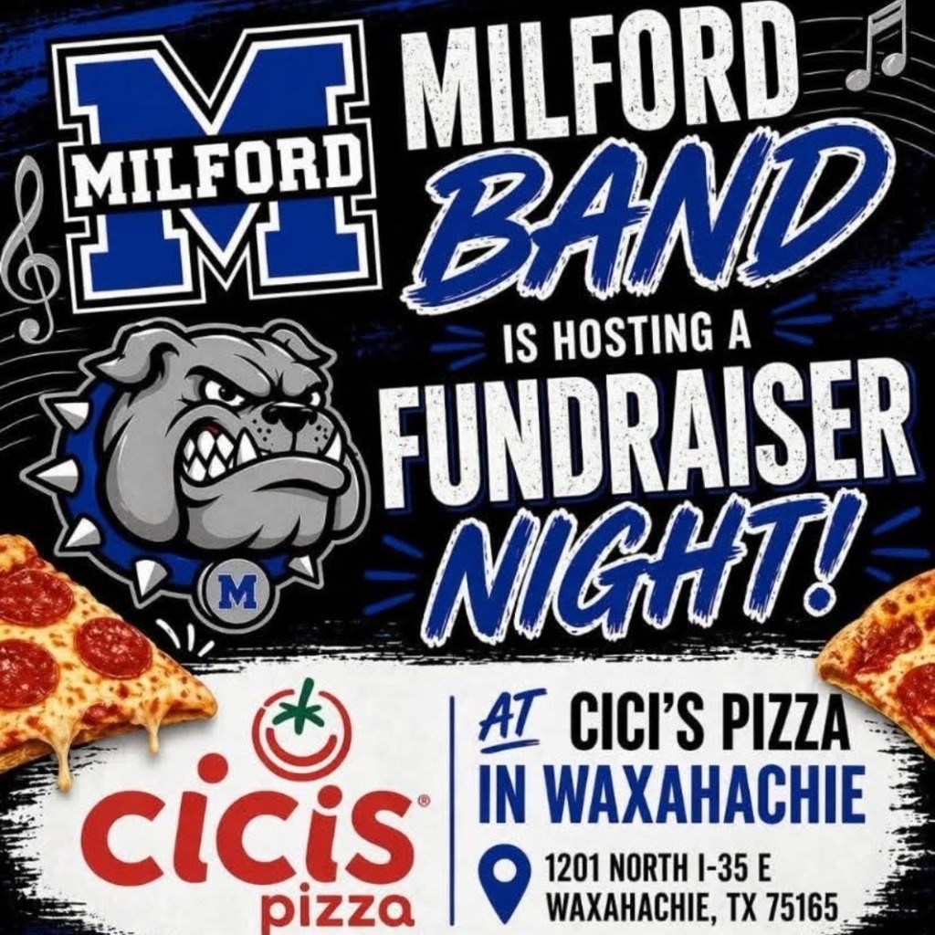 🍕🎶 TONIGHT’S THE NIGHT, BULLDOG NATION! 🎶🍕
Don’t forget to grab dinner and support the Milford Band tonight from 4PM–9PM at Cici’s Pizza in Waxahachie!
No code needed — just mention Milford Band when you dine in or order! 🙌
Bring your family, invite your friends, and enjoy some pizza while supporting our amazing band students! 💙🐾
📍 Cici’s Pizza – Waxahachie
⏰ Tonight | 4PM–9PM
#MilfordBand #BulldogNation #TheBulldogWay #BandFundraiser