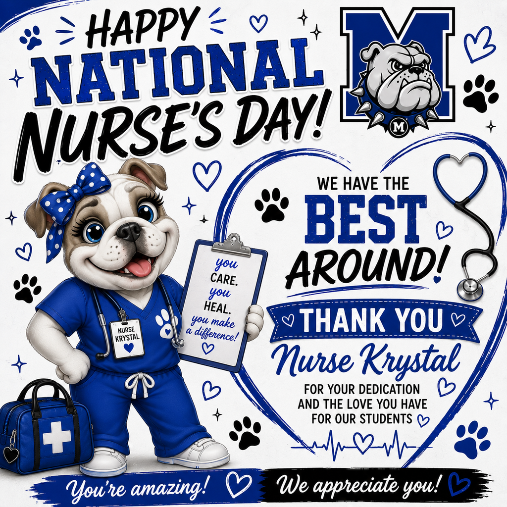 Happy National Nurse’s Day to the BEST around — Nurse Krystal! 💙🩺🐾
From tummy aches and band-aids to big hugs and caring hearts, you do so much more than take care of our students… you love them like your own. Your kindness, patience, and dedication never go unnoticed.
Thank you for being a safe place, a helping hand, and such an important part of Milford ISD. We are beyond thankful for everything you do each and every day! 💙
#TheBulldogWay #NationalNursesDay #ThankYouNurseKrystal