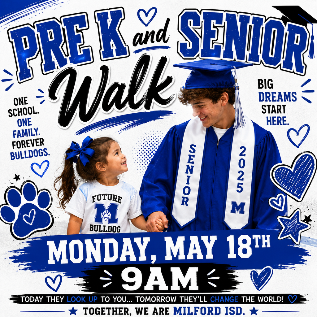Senior & Pre-K parents — mark your calendars! 💙🖤
Come watch our seniors walk the halls one last time and show our little Pre-K Bulldogs how it’s done. 🥹🎓🐾
This sweet tradition is always full of smiles, memories, and a few tears as our oldest and youngest Bulldogs come together.
📅 Monday, May 18th
⏰ 9AM
We can’t wait to celebrate these students and this special milestone together! ✨