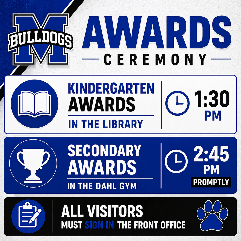 🎓🏆 Awards Day is here at Milford ISD! 🐾💙
We are excited to celebrate our students and all of their accomplishments!
📚 Kindergarten Awards
🕜 1:30 PM
📍 Library
🏅 Secondary Awards
🕝 Promptly at 2:45 PM
📍 Dahl Gym
🚨 Reminder: All visitors must sign in through the front office upon arrival.
We can’t wait to celebrate our Bulldogs! 💙🖤 #TheBulldogWay #BulldogNation