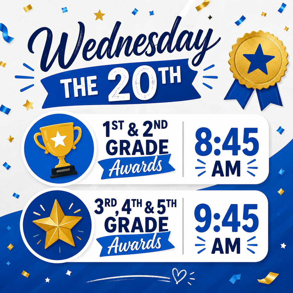Join us Wednesday, May 20th as we celebrate our amazing Bulldogs and all of their hard work this school year! 💙🐾🏆
🎓 1st & 2nd Grade Awards — 8:45 AM
🎓 3rd, 4th & 5th Grade Awards — 9:45 AM
We can’t wait to recognize our students for a great year of learning, growth, and success! #TheBulldogWay #BulldogNation