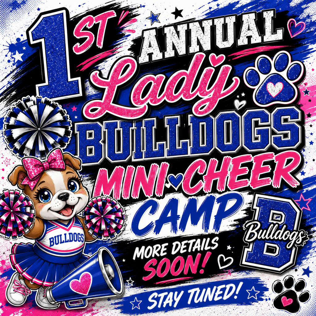 🚨 SOMETHING NEW IS COMING... 🚨

We've been working on something special... and we cannot wait to share it with you! 💙🤍

✨ Introducing our 1st Annual Lady Bulldogs Mini Cheer Camp! ✨

This is going to be SO much fun for our future Lady Bulldogs, and trust us... you're going to want to mark your calendars!

📣 Registration information, dates, and more are dropping soon!

💙 Share this post.
🤍 Tag a cheer-loving family.
🩷 Help us spread the word!

Who's excited?! 🙋‍♀️🐾