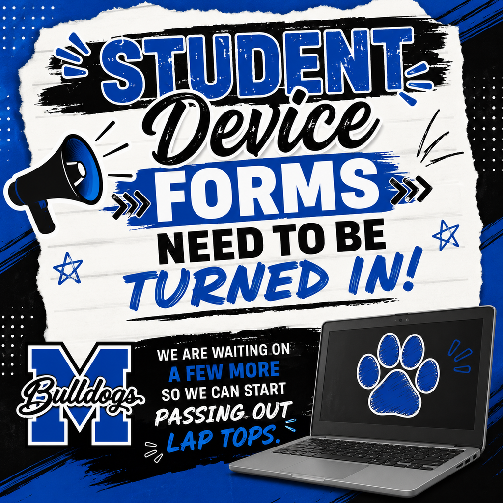 📣 STUDENT DEVICE FORMS ARE DUE! 💻📱
All PK–12th grade students must have a Student Device Form signed and turned in.
💙 Elementary & JH Parents: Students will NOT be bringing their school-issued laptops/iPads home, but they still need a signed form on file in order to use a school-issued device at school.
We’re just waiting on a few more forms so we can start getting devices passed out! 🙌
Please get those forms turned in as soon as possible! 🐾💙
#TheBulldogWay #BulldogNation