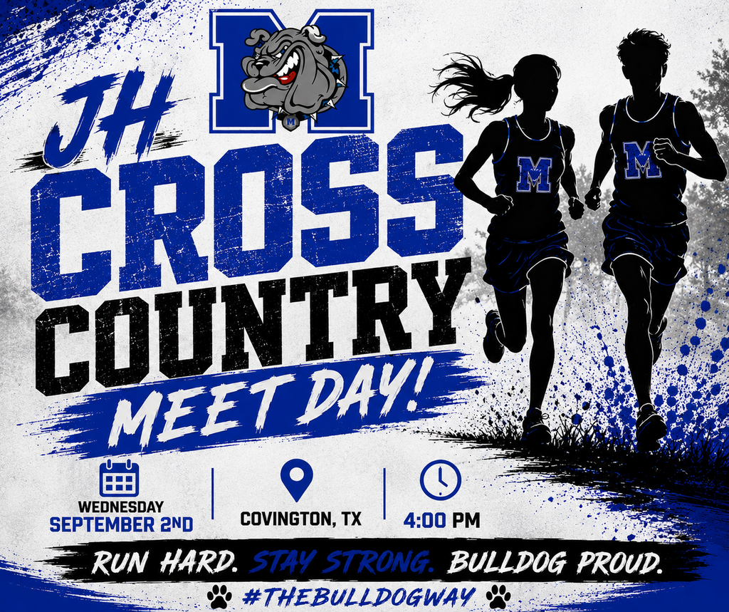 🏃‍♀️💨🐾 JH CROSS COUNTRY MEET DAY!  Our Bulldogs are headed to Covington! 💙🖤  📍 Covington ⏰ 4:00 PM | Sept. 2  Run hard. Stay strong. Bulldog proud! 🐾🔥 #TheBulldogWay #BulldogNation