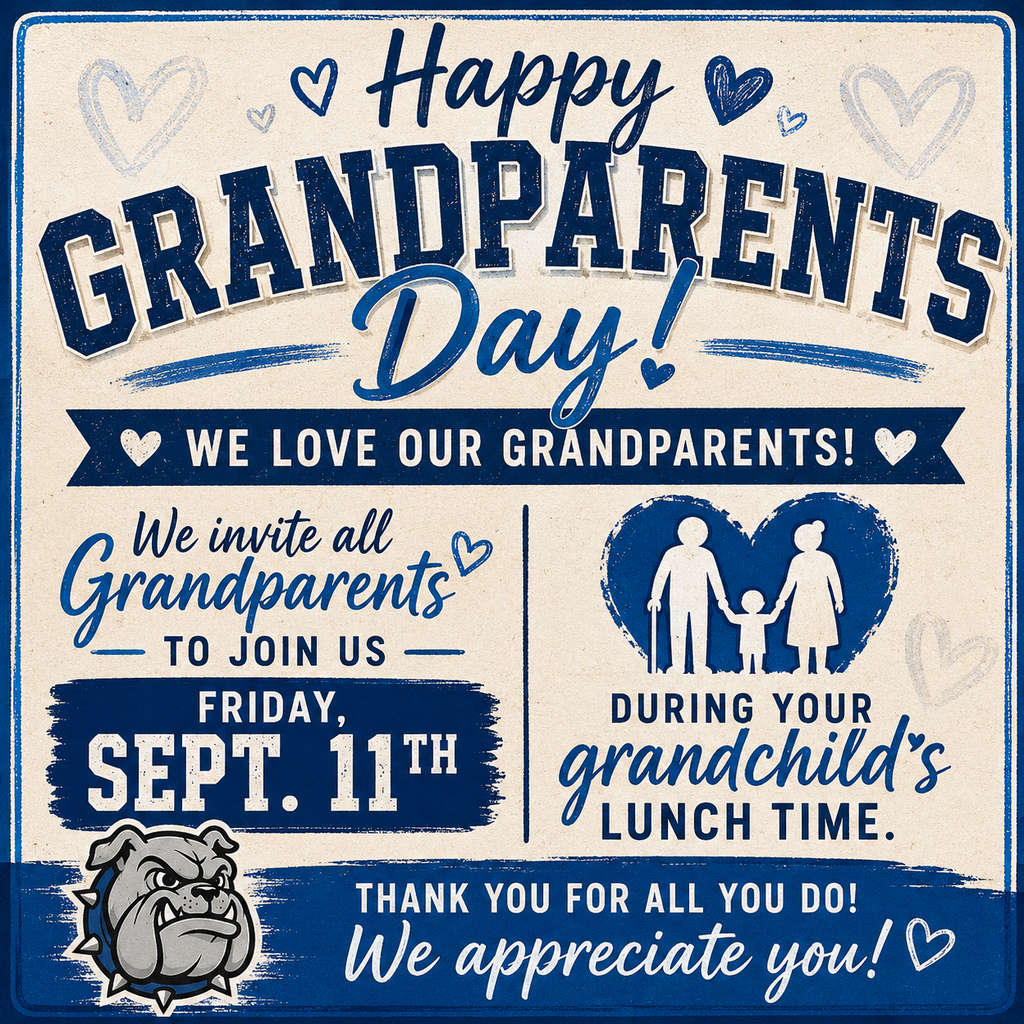 💙👵🏼👴🏼 GRANDPARENTS DAY AT MILFORD ISD! 👴🏼👵🏼💙

Grandparents hold such a special place in our Bulldogs’ hearts, and we would love to have you join us! 🐾💙

📅 Friday, September 11th
Come enjoy lunch with your grandchild during their scheduled lunch time!

🍎 Lunch Times:
🐾 Elementary — 10:50 AM
🐾 Junior High — 11:41 AM
🐾 High School — 12:41 PM

🍽️ Grandparents who would like to eat with us may purchase an adult cafeteria tray for $7.00.

Come make a sweet Homecoming Week memory with your favorite Bulldog! 💙🤍 We can’t wait to welcome all of our wonderful grandparents to campus!

#TheBulldogWay #BulldogNation #GrandparentsDay #Homecoming2026