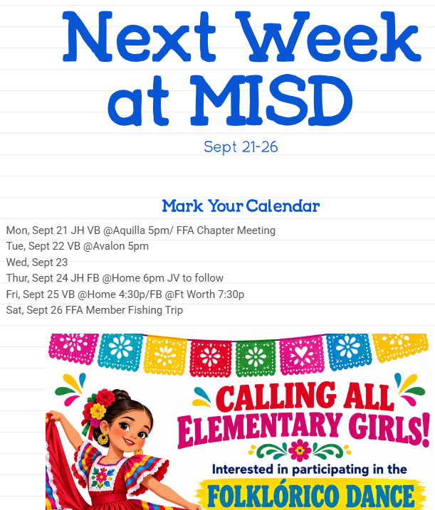 Next week at MISD