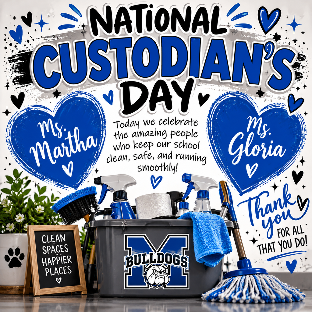 💙🧹 Happy National Custodian’s Day to our Ms. Martha & Ms. Gloria! 🧹💙  These two ladies are such an important part of our Bulldog family. They work hard every single day, always have a smile to share, and take such good care of our school, our staff, and our students.  We see you, we appreciate you, and we are SO thankful for everything you do — even all the little things that most people never see. 🥹💙  We sure are lucky to have Ms. Martha & Ms. Gloria! Give them a little extra love today! 🫶🐾