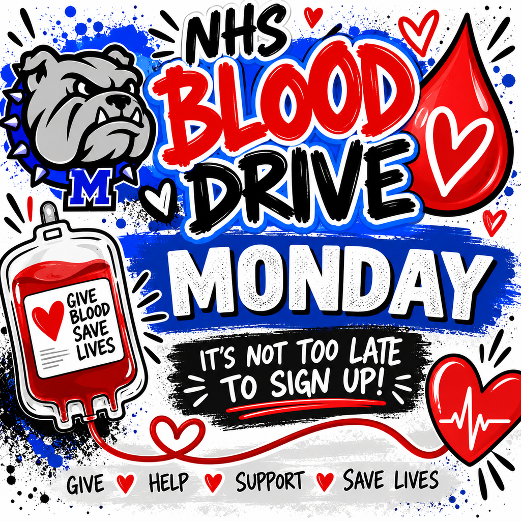 🩸❤️ GIVE BLOOD. SAVE LIVES. ❤️🩸

Our first NHS Blood Drive of the year is THIS MONDAY! 🙌

There’s still time to sign up and make a difference! One donation can mean so much to someone in need. ❤️

💙🐾 Bulldogs, let’s show up and help save lives!

#MilfordISD #NHS #BloodDrive #GiveBloodSaveLives #BulldogWay
