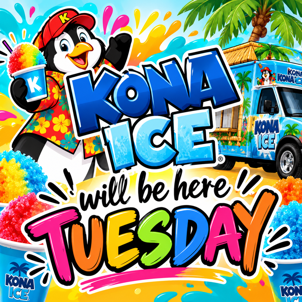🍧🌴 KONA ICE IS COMING TUESDAY! 🌴🍧

Get ready for a sweet, icy treat! 😋🌈

💻 Pay online ahead of time to save time!
Less waiting ➡️ more time enjoying your Kona Ice! 🍧✨

We can’t wait to see our Bulldogs enjoying a cool treat! 💙🐾