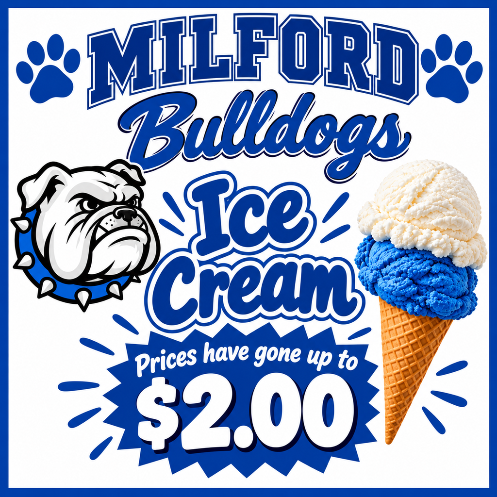 🍦 A little scoop of news from the cafeteria! 💙🐾 Ice cream prices have increased to $2.00. Please keep the new price in mind when sending money with your student for a sweet treat!