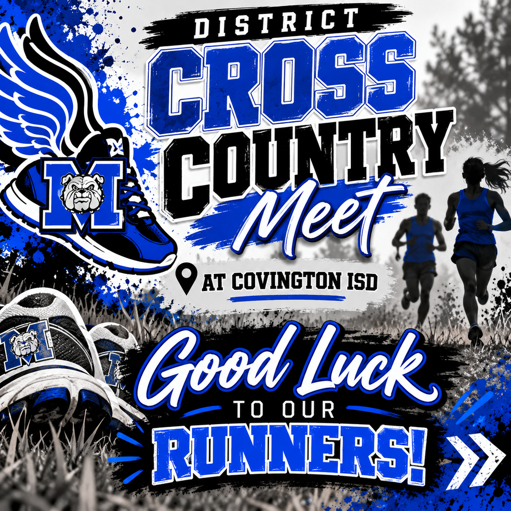 🏃‍♂️💙🐾 **IT'S DISTRICT MEET DAY!** 🐾💙🏃‍♀️  Our Milford Bulldogs are headed to Covington ISD today for the **District Cross Country Meet!** 🏆  Good luck to all of our runners! You've put in the miles, the sweat, and the hard work. Now it's time to leave it all on the course! 💪🏼  Run hard, finish strong, and make us proud! We're cheering you on every step of the way! 💙🖤🤍  **LET'S GO, BULLDOGS!** 🐾🏃‍♂️🏃‍♀️