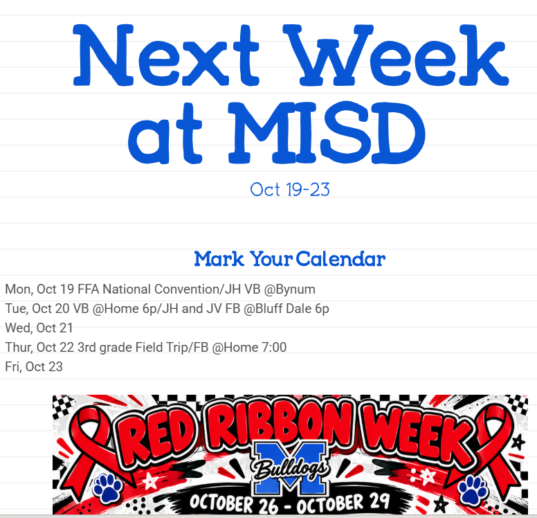 Screenshot of weekly newsletter