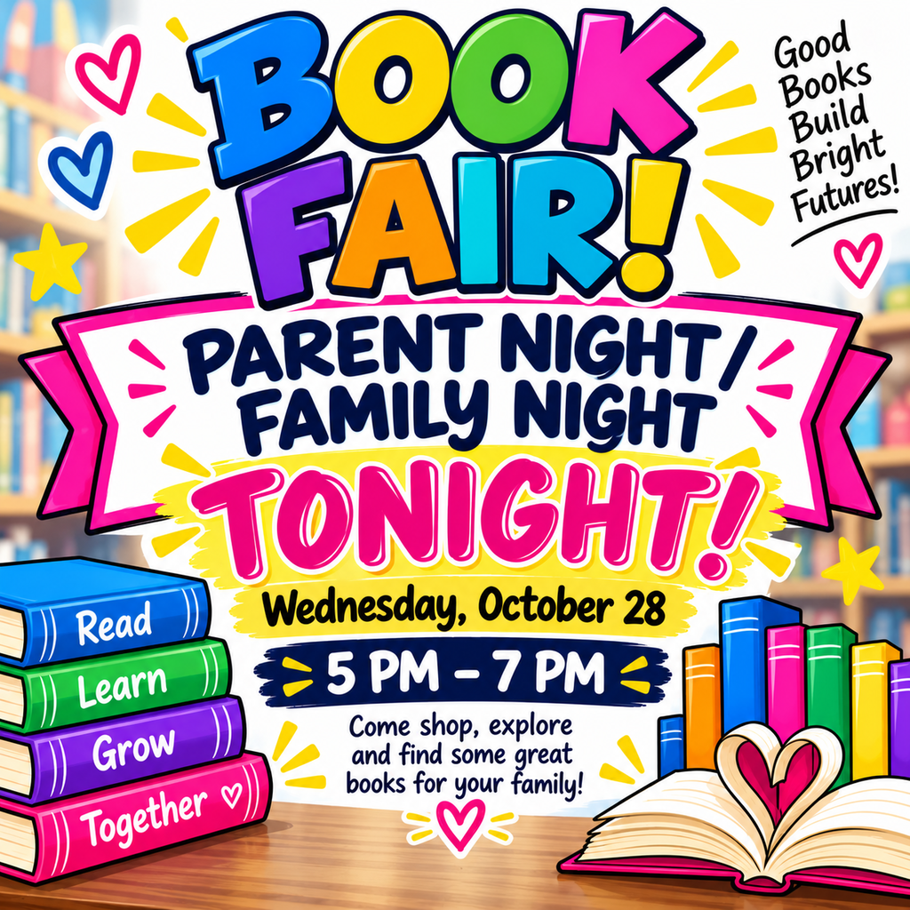 📚🎉 TONIGHT'S THE NIGHT, BULLDOG FAMILIES!! 🎉📚  Grab the kiddos and come SHOP WITH US! 🛍️💙🐾  Our BOOK FAIR PARENT NIGHT / FAMILY NIGHT is happening TONIGHT, and we can't wait to see everyone!  📅 Wednesday, October 28 ⏰ 5 PM – 7 PM  📖 Let your little readers explore, pick out their favorites, and discover their next big adventure! There's nothing better than seeing kiddos EXCITED about books! 🤩📚  💙 Good Books Build Bright Futures!  Come make some memories, fill those bookshelves, and support our school! 🐾💙  #MilfordISD #BulldogPride #BookFair #FamilyNight