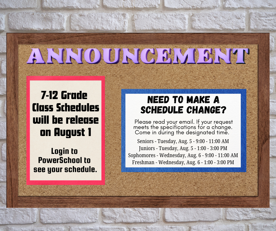 Schedules