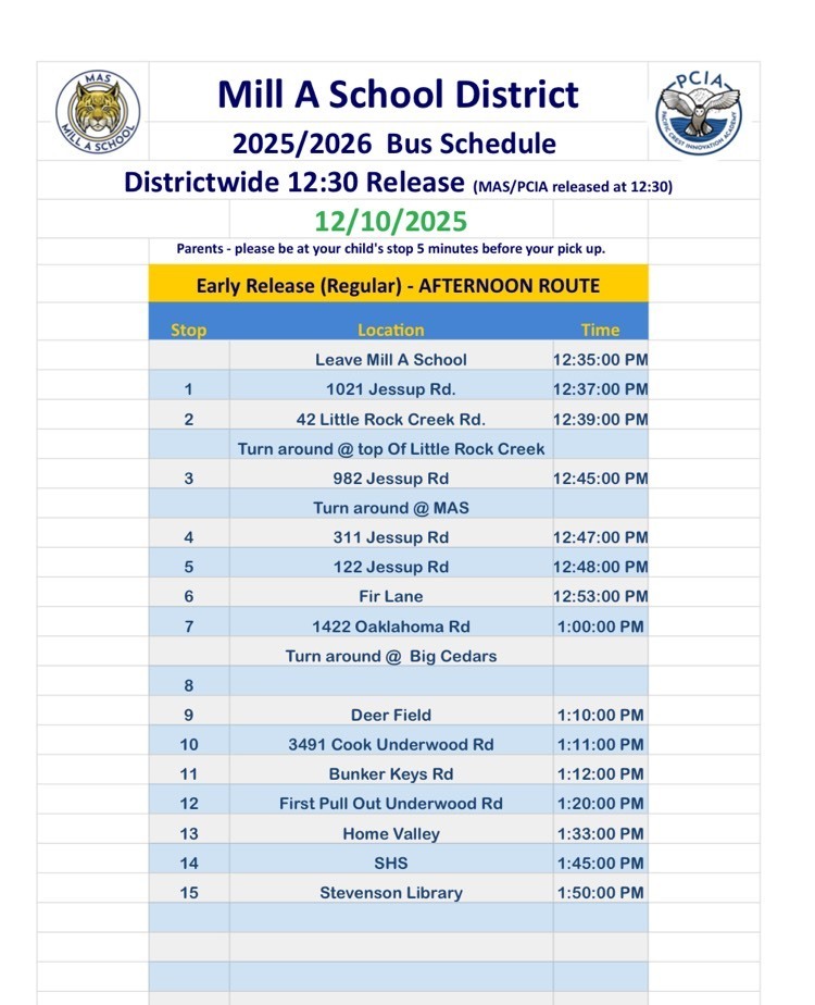 12.10.25 Bus Schedule