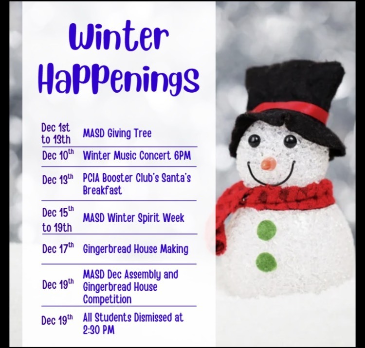 calendar of events with a snowman