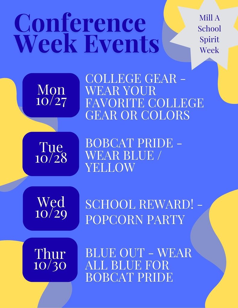 Spirit Week and Popcorn Party fliers